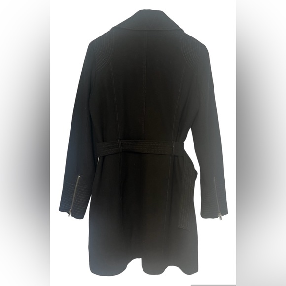 Top Shop Womens Mid Length Belted Tailored Wool Blend Pea Coat Black Sz10 - Picture 2 of 13